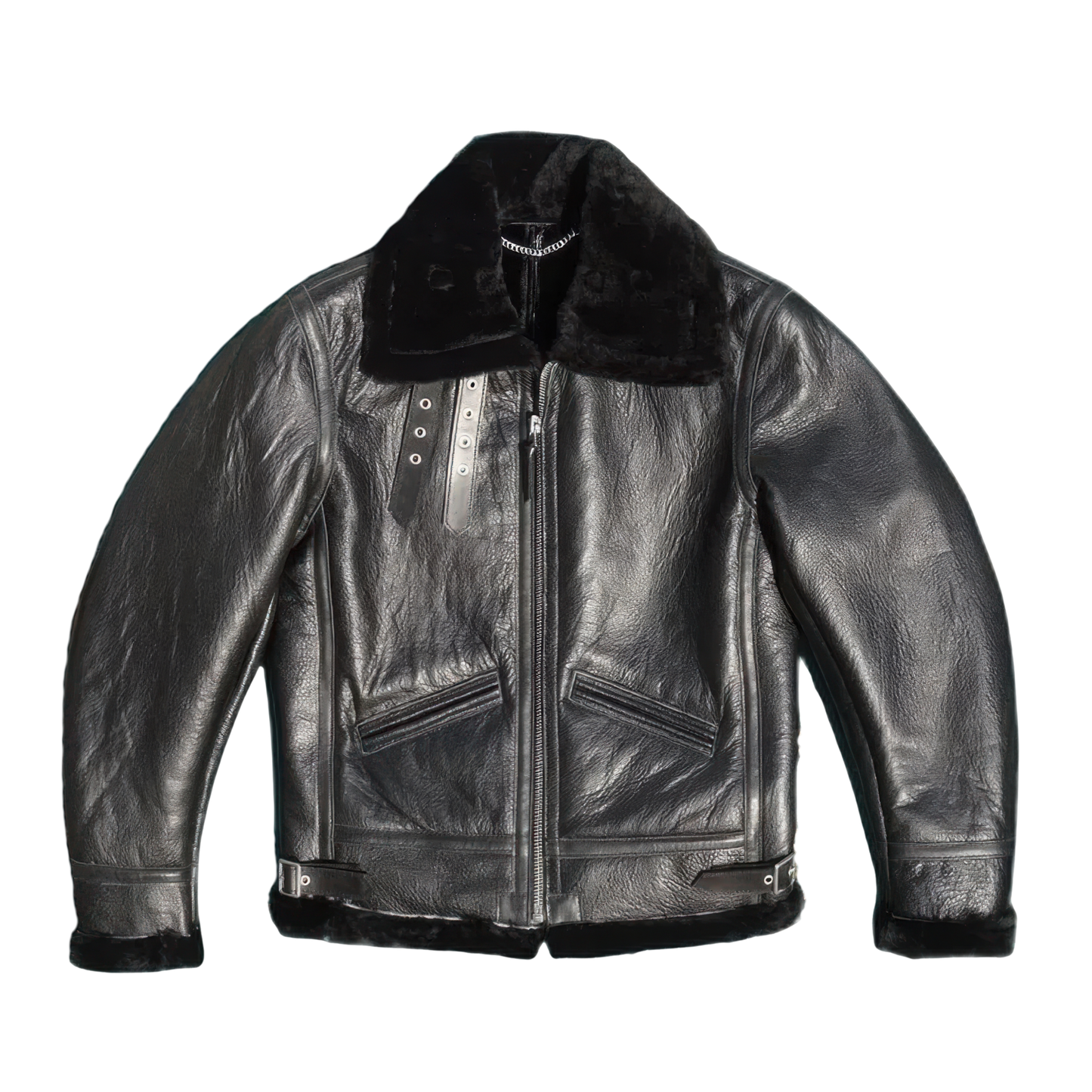 Veste bombardier col mouton homme noir