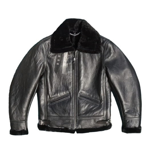 Veste bombardier col mouton homme noir