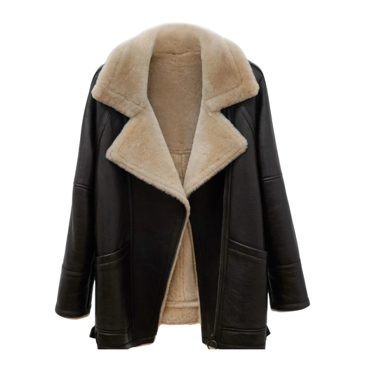 Veste cuir retourné bombardier femme