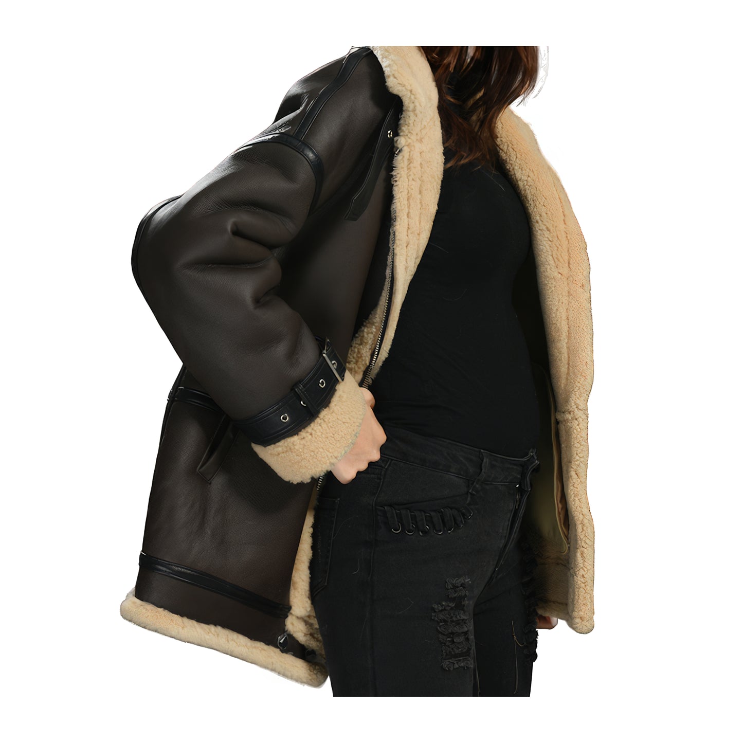 Veste en cuir bombardier femme