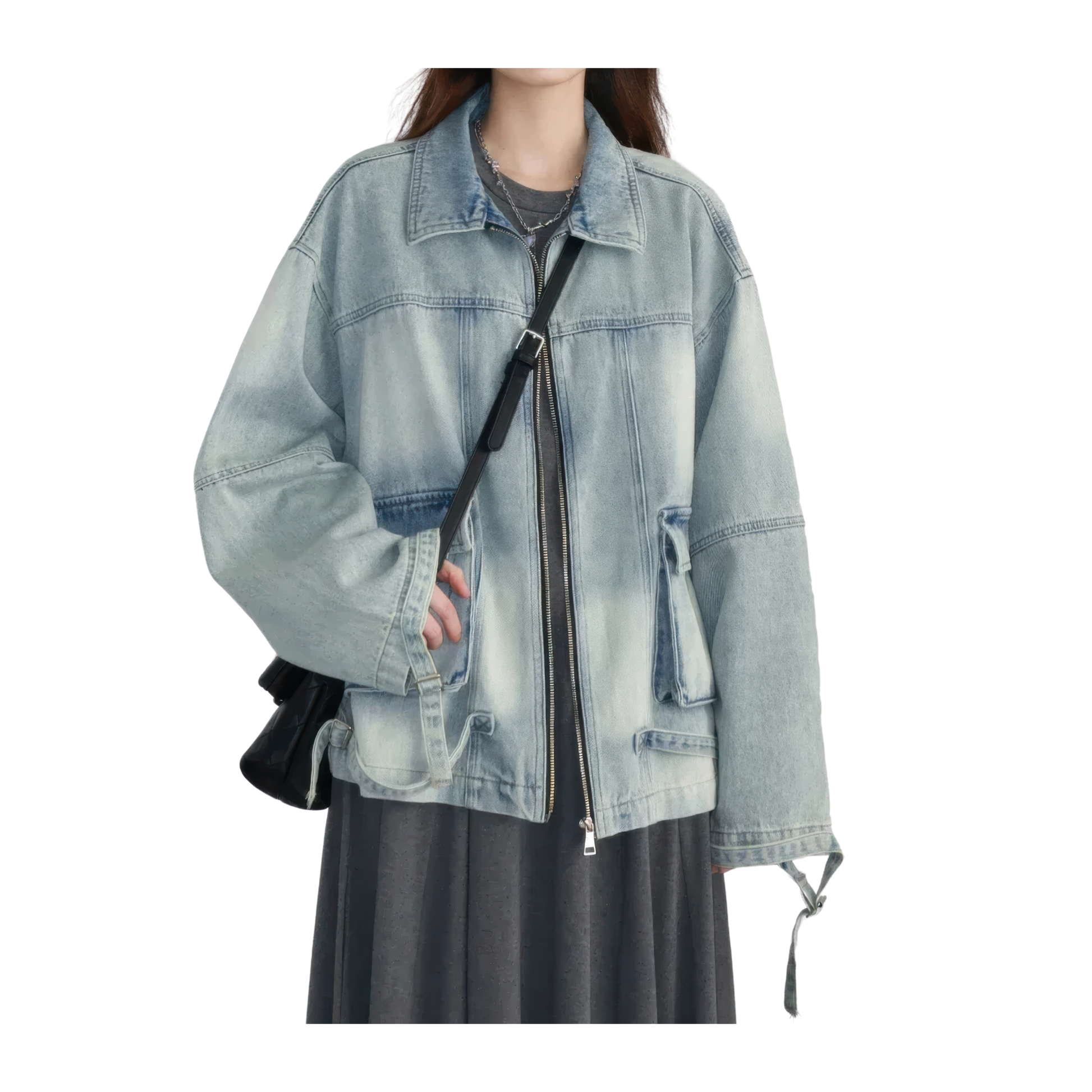 Veste en jeans aviateur femme