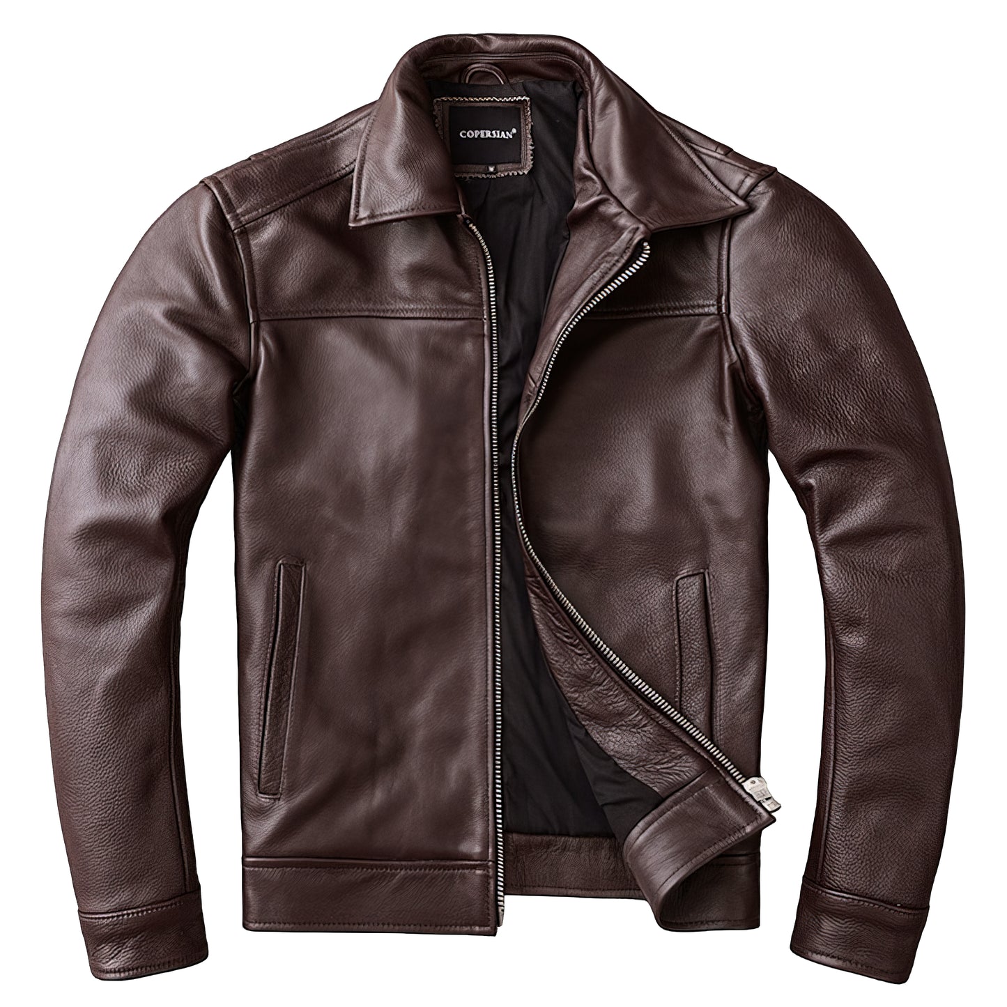 Veste marron cuir aviateur