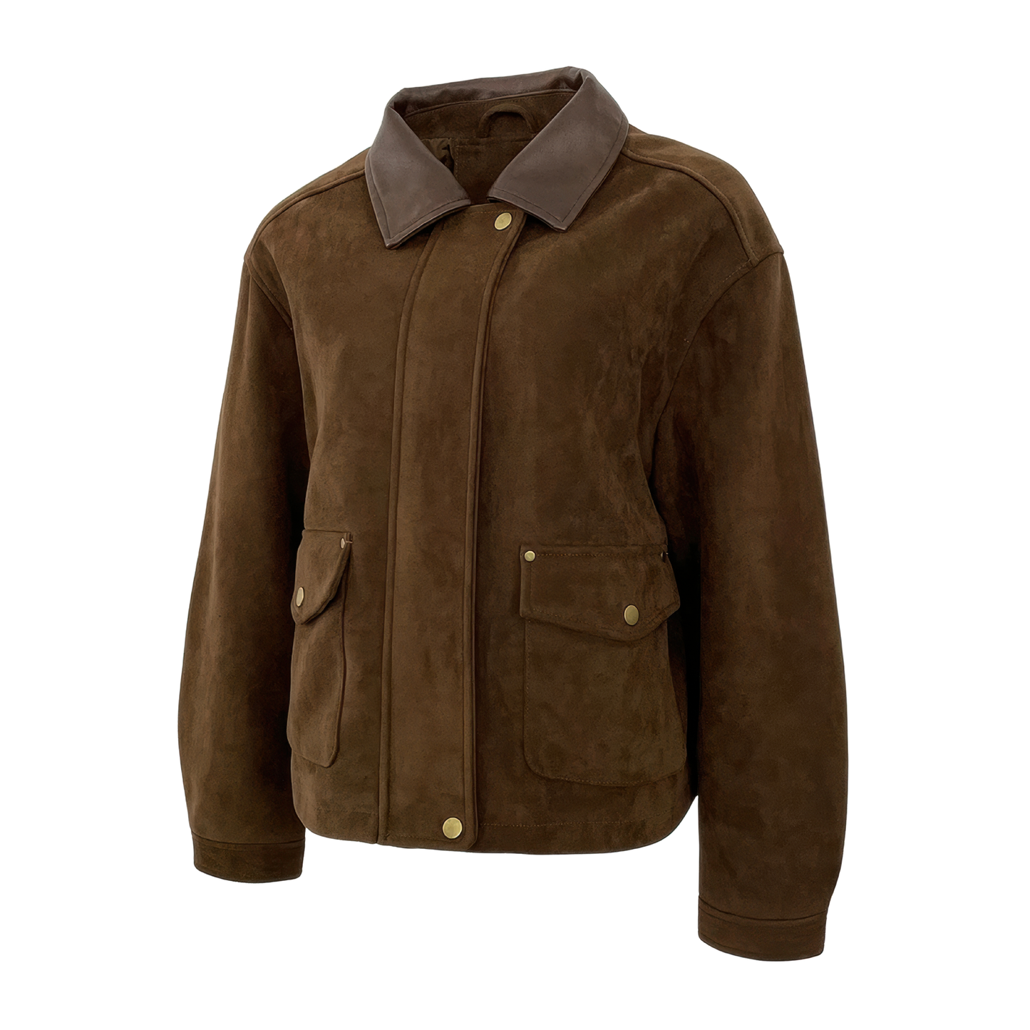 Veste marron simili cuir aviateur femme