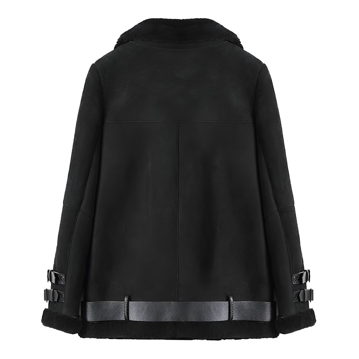 Veste noir cuir aviateur femme mouton