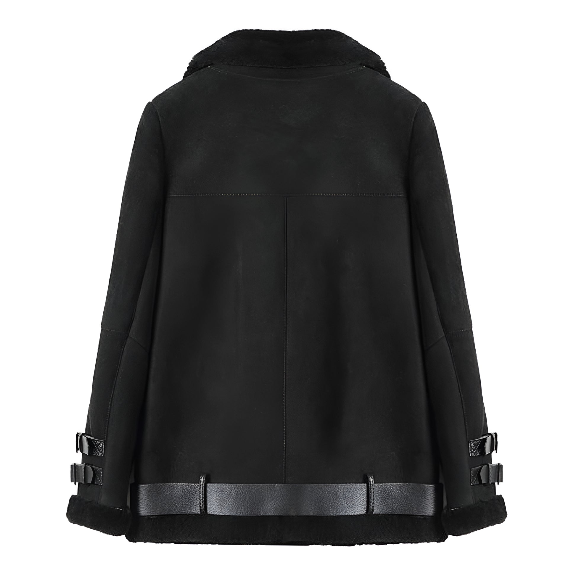 Veste noir cuir aviateur femme mouton