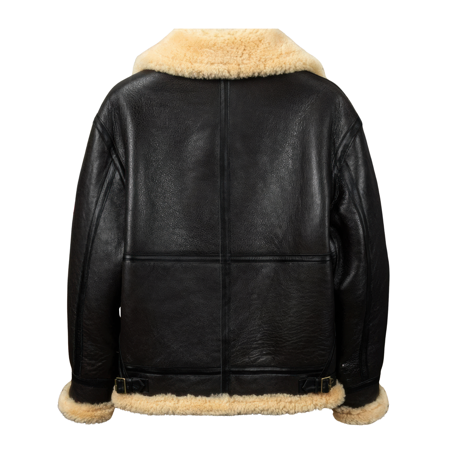 Veste peau lainée noir hommes