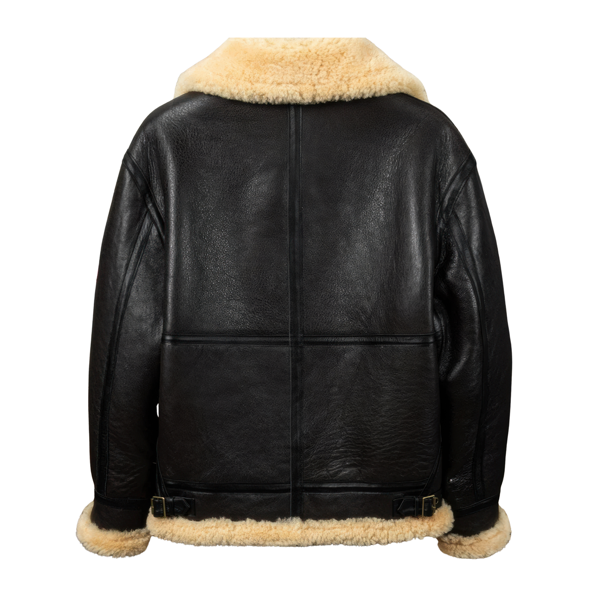Veste peau lainée noir hommes
