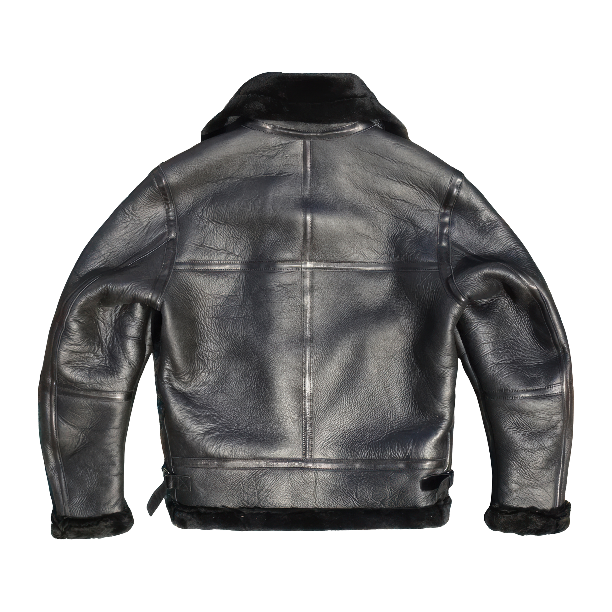 Veste shearling noir en cuir