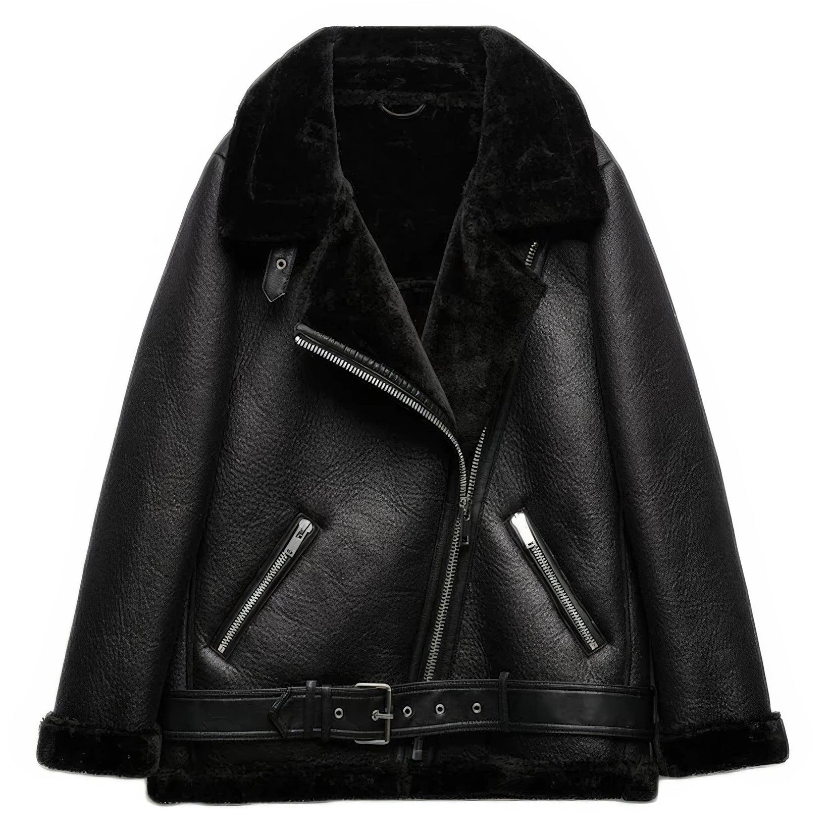 Veste Simili Cuir Noir Femme | Cuir Aviateur