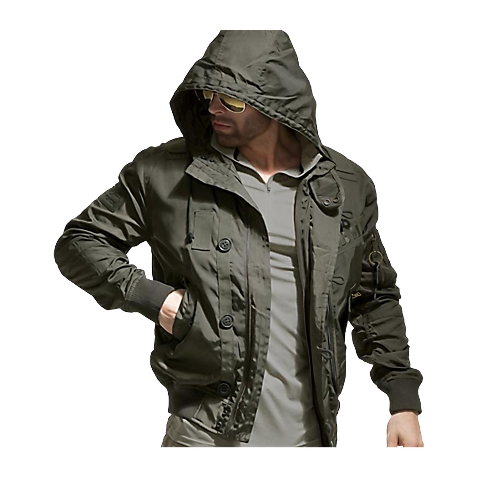 Manteau à capuche homme multi-poches Manteau à capuche homme multi-poches